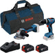 Bosch professional 18v toolkit - combiset - gws 18v-8 + gsb 18v-65 + 2x gba 18v 4.0 ah + gal 18v-40 lader