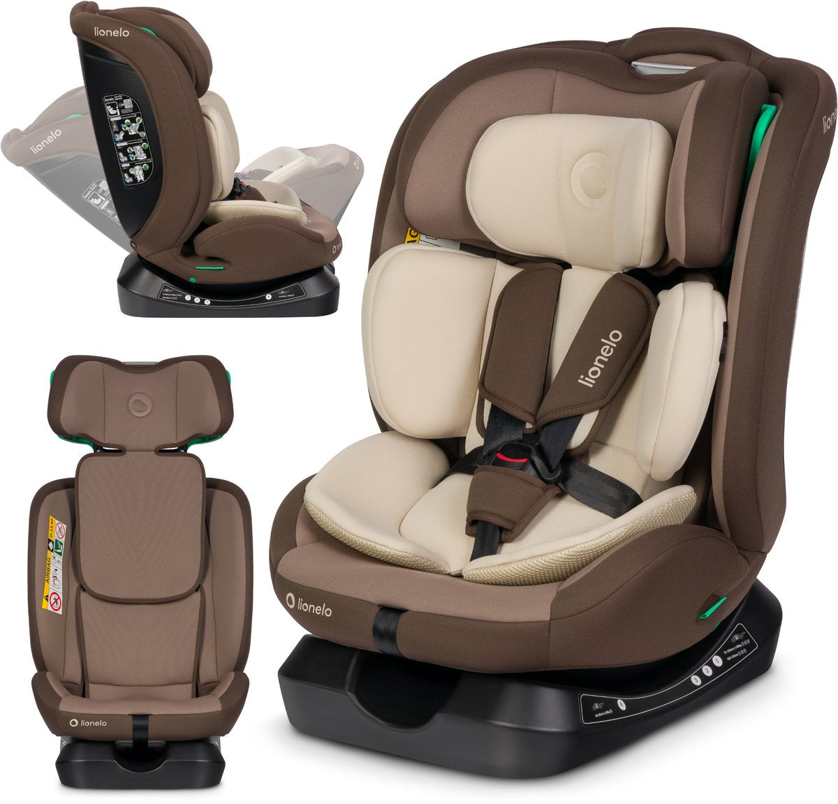 Lionelo aart i-size car seat 4in1 – 40-150 cm (0-12 years) – rwf fwf – rearward up to 105 cm – installation with seat belt – memory foam headrest – 13 positions – tiltable – washable cover – r129 certified