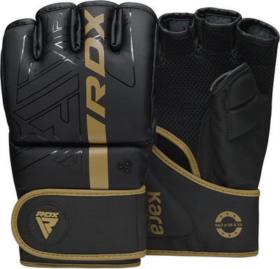 Rdx sports - f6 kara - guantoni da boxe - guanti mma - allenamento - guanti per arti marziali - boxe - oro - opachi - taglia m