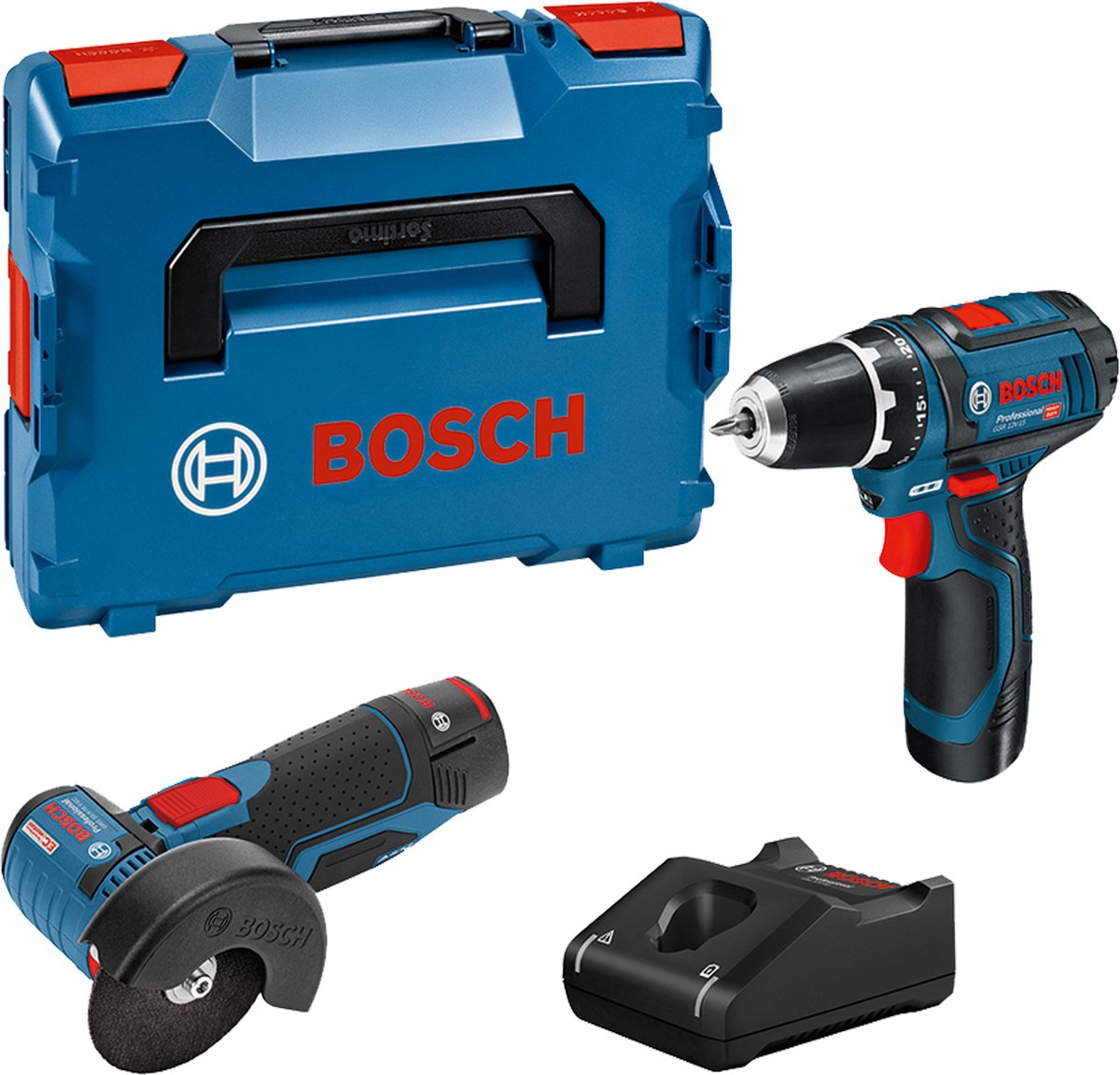 Batteria combinata Bosch professional 12v gsr 12-15+gws 12v-76 2.0ah in l-boxx - 0615990n2u