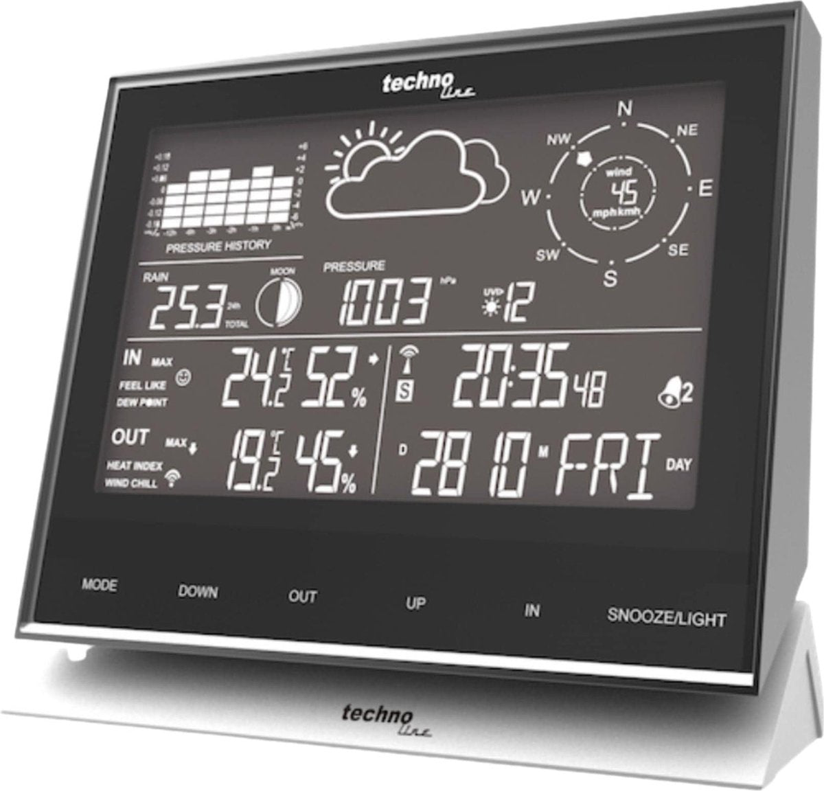 Technoline weerstation - ws 1700 - 138x153x53mm - alu zwart - met 3 buitensensors 100m - tl-ws1700