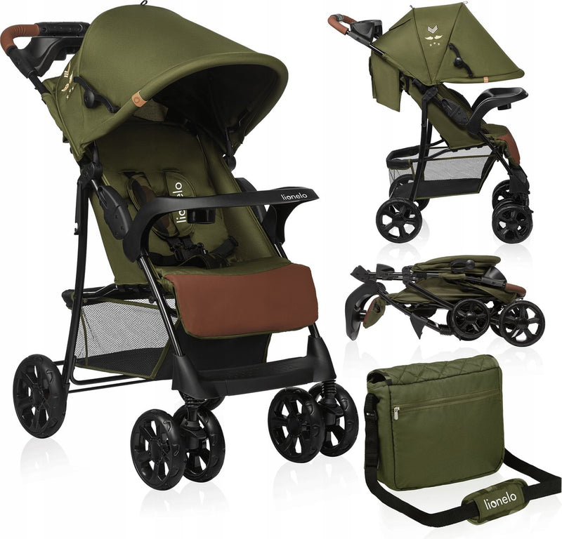 Silla de paseo y cochecito Lionelo emma plus - ligero y duradero - respaldo regulable hasta la posición tumbada - toldo xxl con ventana - cesta grande - organizador y bolsa - amortiguadores - cinturón de 5 puntos - hasta 15 kg - plegable de forma compacta