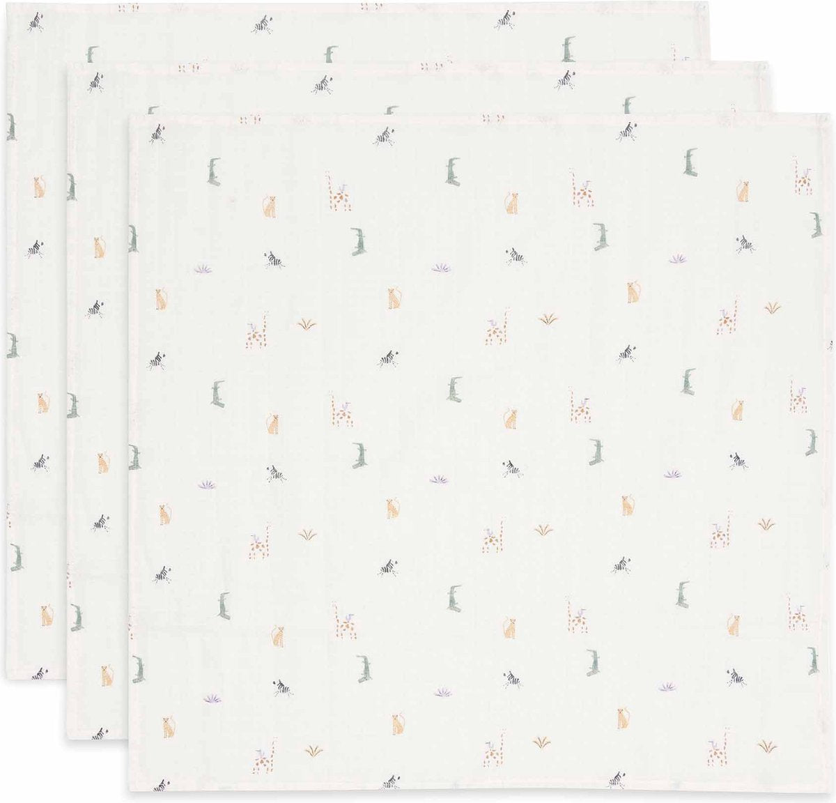 Jollein - panno idrofilo piccolo 70x70 cm - panni ruttino - cotone morbido - 3 pezzi - Jungle Jambo
