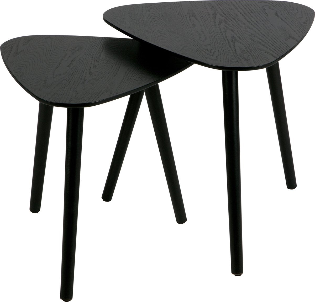 Woood nila bijzettafels - hout - zwart - set van 2