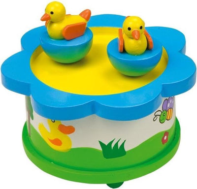 Pato de música de madera de pie pequeño