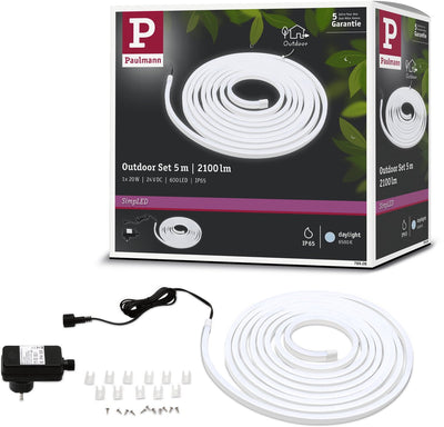 Striscia LED da esterno semplice Paulmann 5 metri luce diurna - set plug play - 20 W - 24 V - bianco - plastica