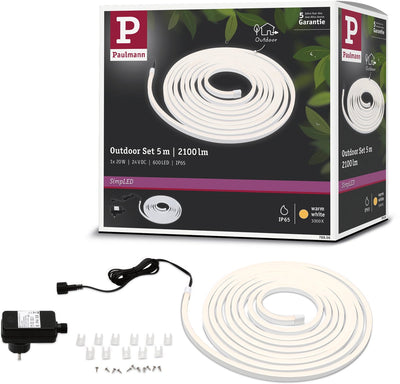 Striscia LED da esterno semplice Paulmann 5 metri bianco caldo - set plug play - 20 W - 24 V - bianco - plastica