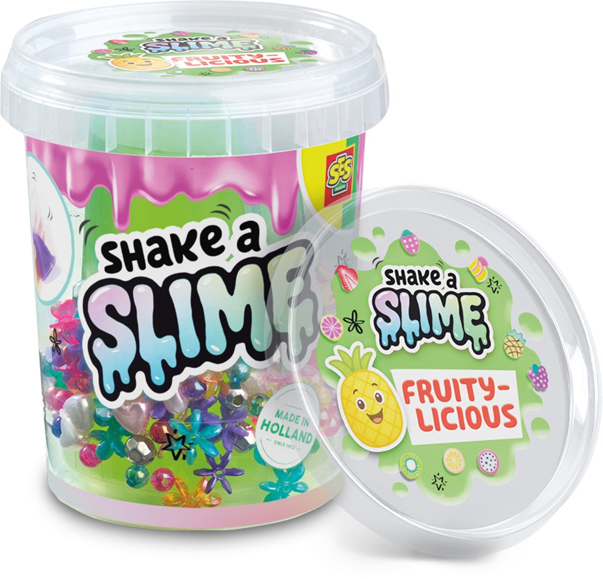 Ses creative shake a slime - fruitylicious - slime - senza glutine - facilmente lavabile - per bambini dai 5 anni - 200g