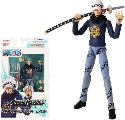 Bandai - eroi anime - one piece - figura eroi anime 17 cm - trafalgar law - action figure legale - licenza ufficiale - 36937