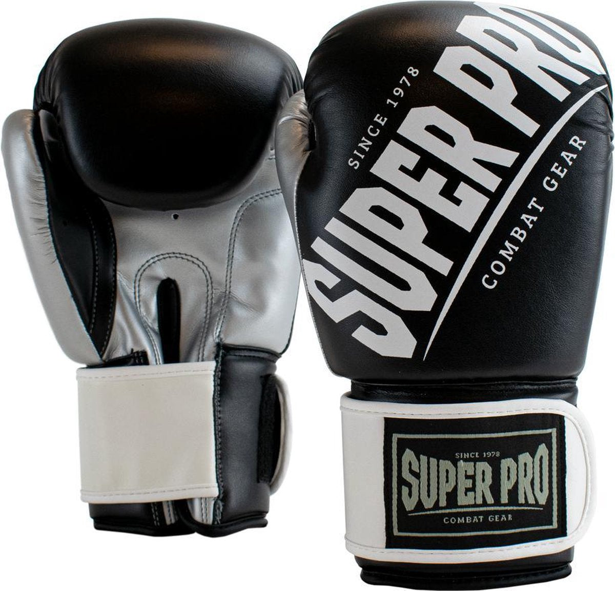 Guantoni da boxe super professionali (kick)boxe Rebel Nero Grigio Bianco 16oz