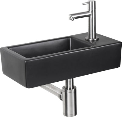 Set fontana Differnz hator - 9x37,5x18,5 cm - rettangolo - 1 foro per rubinetto - nero