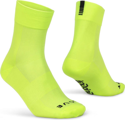 Gripgrab - calzini da ciclismo estivi leggeri e performanti SL 1 paio di calzini da ciclismo coolmax taglio regolare - giallo alta visibilità - unisex - taglia xs (35-38)