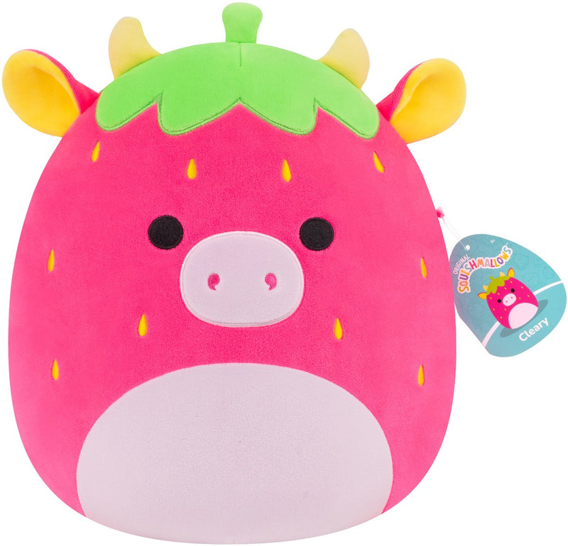 Squishmallows 30 cm trasparente - mucca fragola rosa shocking