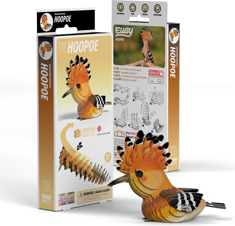 Puzzle 3d Eugy - upupa - uccelli - sostenibile - collezionali tutti - 6 anni
