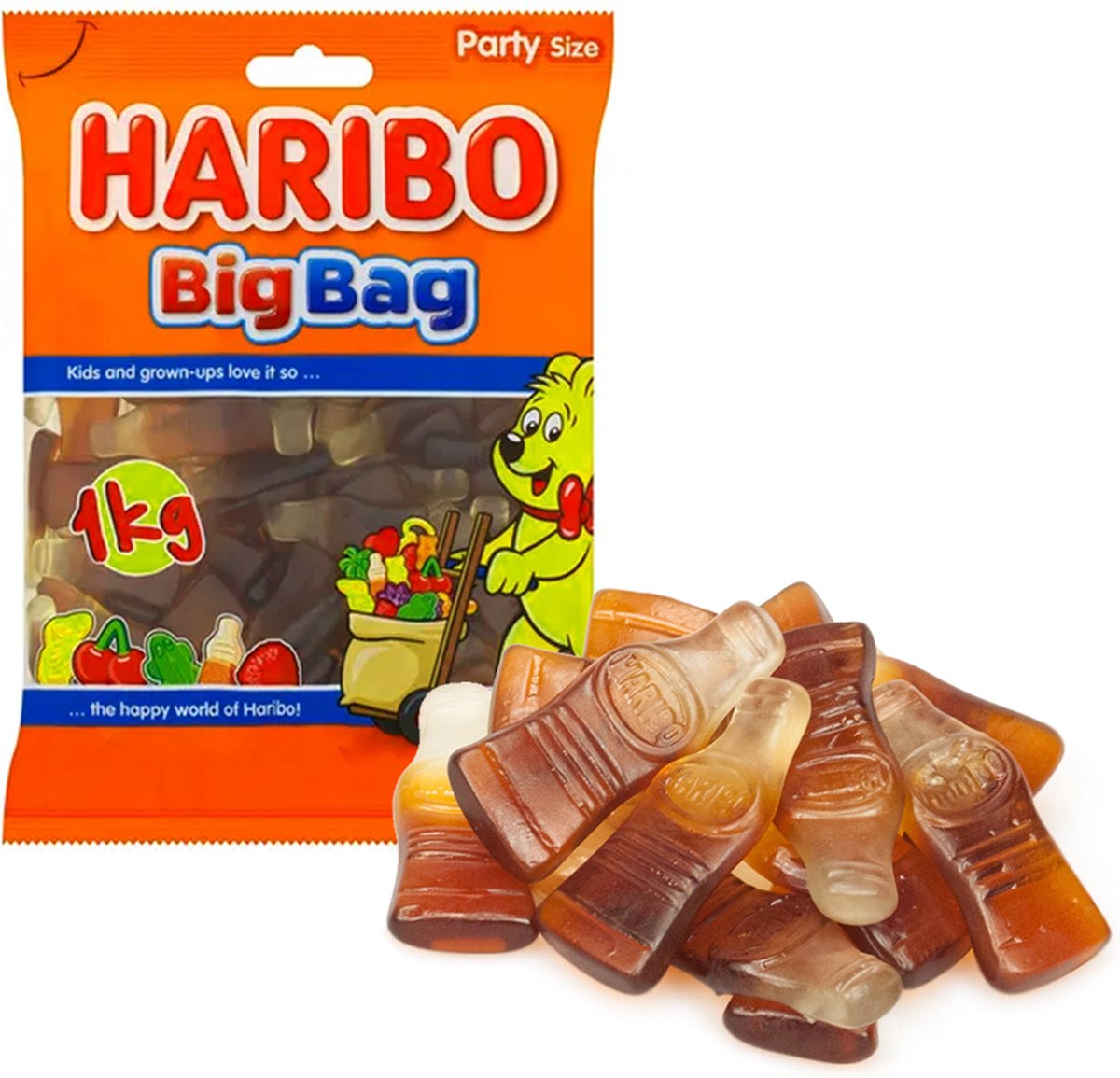 Haribo happy cola - caramelo sabor colasmo - bolsa 1kg