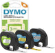 Starter pack di etichette letratag originali Dymo con etichette in carta, plastica e metalliche | 12 mm x 4 m su rotolo | autoadesivo | 3 rotoli | per le stampanti di etichette letratag