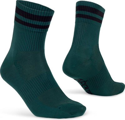 Gripgrab - original stripes crew zomer fietssokken gestreepte retro wielersport sokken coolmax - unisex - groen - maat m (41-44)