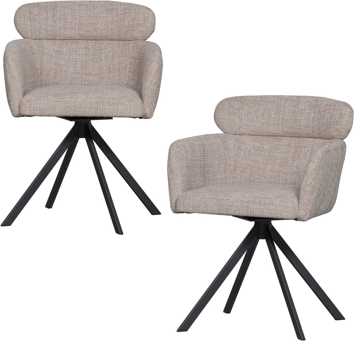 Woood fenne draaibare eetkamerstoelen - geweven stof - naturel -set van 2