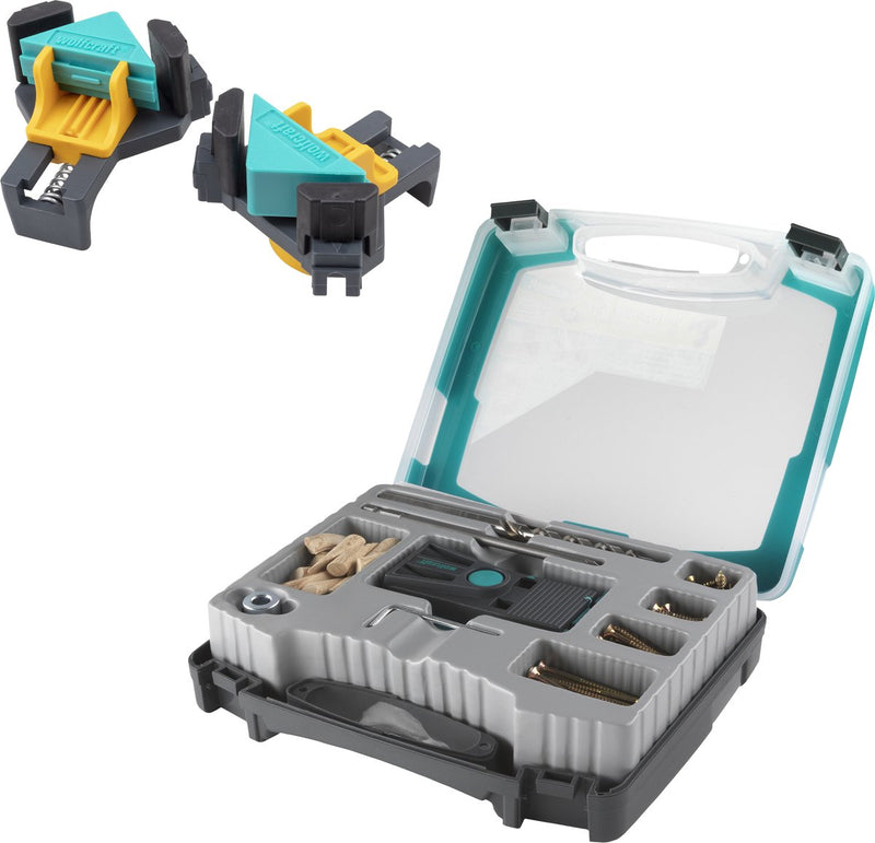 Wolfcraft - dima per fori tascabili - morsetti angolari 2 pezzi - dima di foratura - viti incluse - foratura angolata - morsetto angolare - 8629000