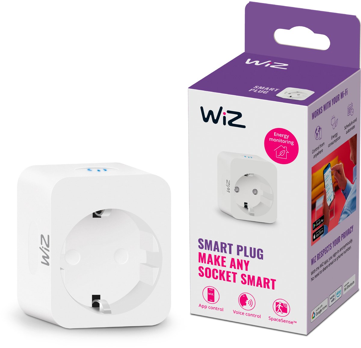 Wiz smart plug con misuratore di potenza - facile controllo tramite app - spina tipo f - wi-fi