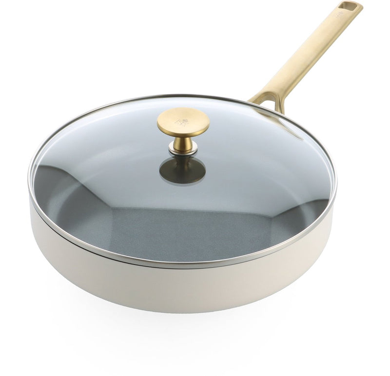 Sartén bk sublime 28cm con tapa - 3,6l - revestimiento antiadherente sin pfas - sartén inducción - cacerola de cerámica - apta para horno hasta 220°c - con tapa de cristal - crema