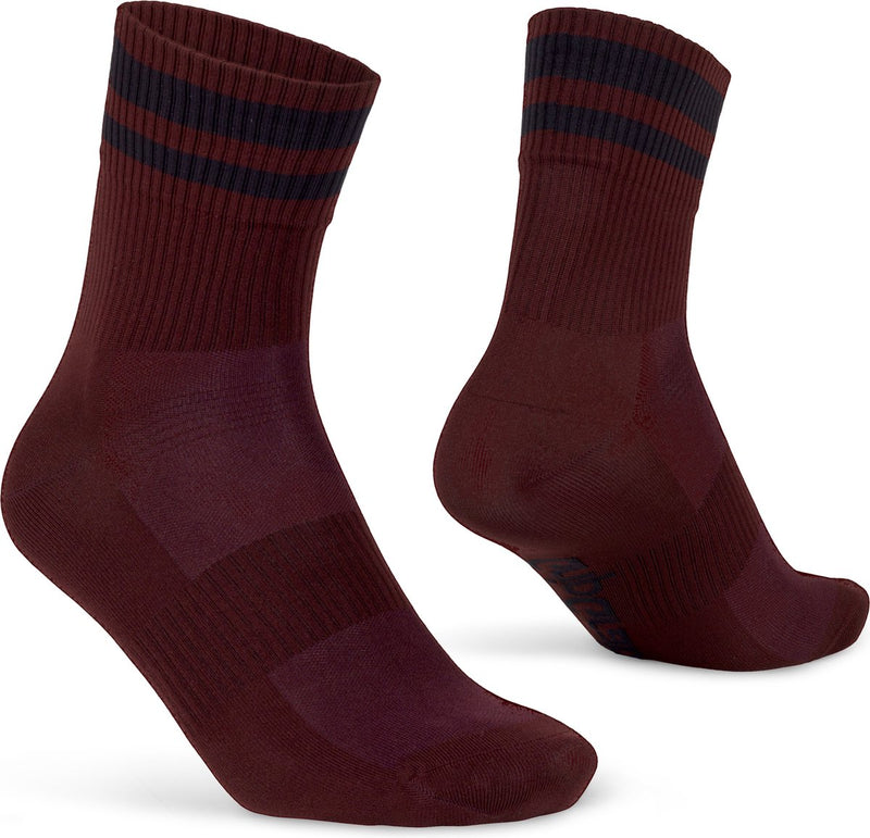 Gripgrab - calcetines de ciclismo originales stripes crew de verano calcetines de ciclismo retro a rayas coolmax - unisex - rojo oscuro - talla m (41-44)