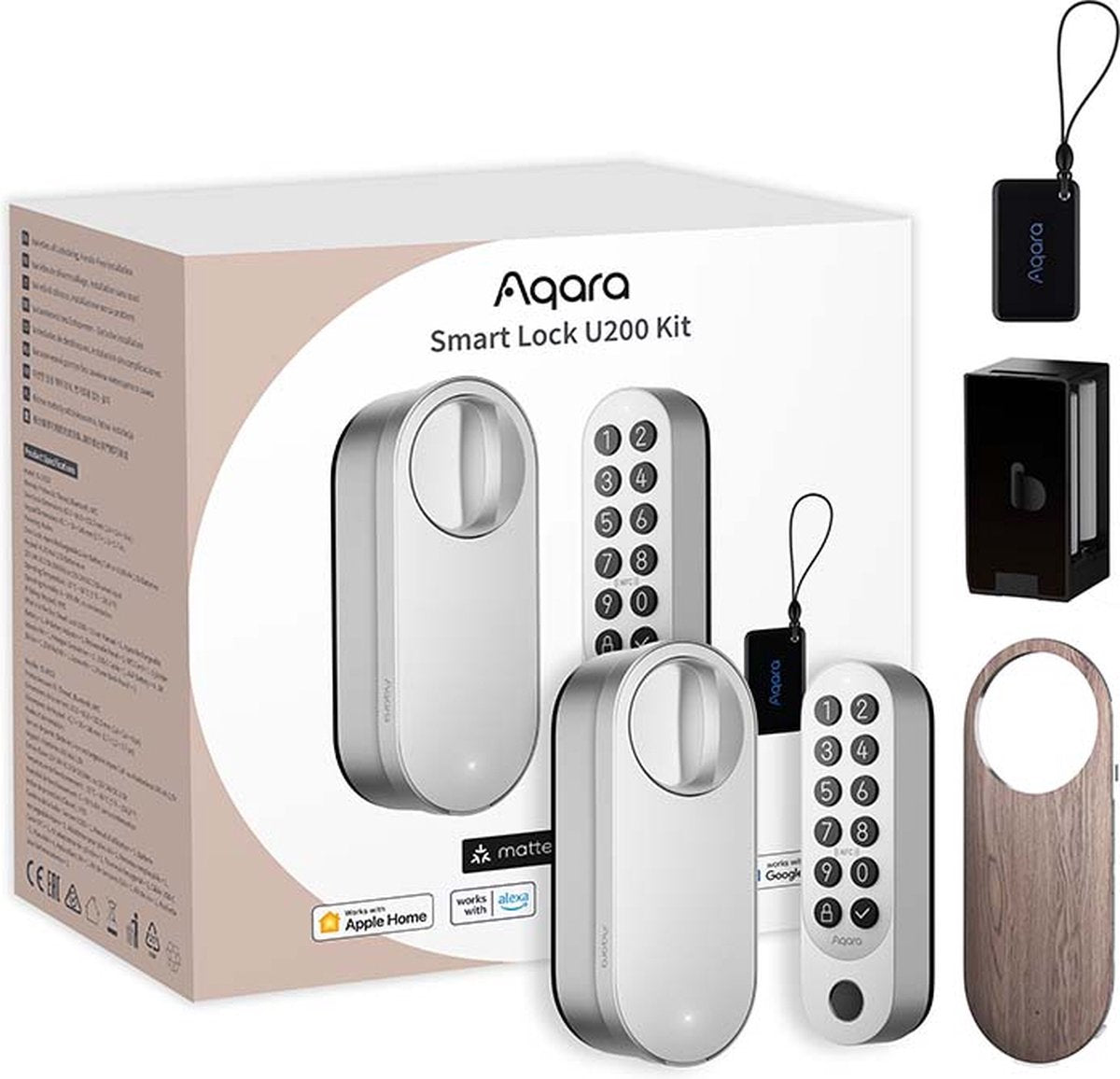 Aqara smart lock u200 kit - zilver - slim deurslot - vingerafdruk pincode - apple home key - bluetooth matter