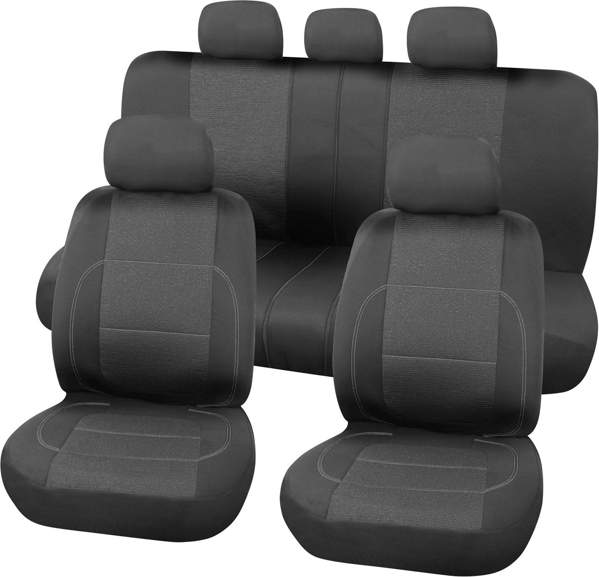 Set coprisedili Carpoint Paris 9 pezzi – nero grigio – universale – lavabile – adatto per airbag laterale – set completo