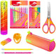 Pacchetto Maped Office Maped Neon XL: set da disegno completo con astuccio, matite, pennarelli e forbici