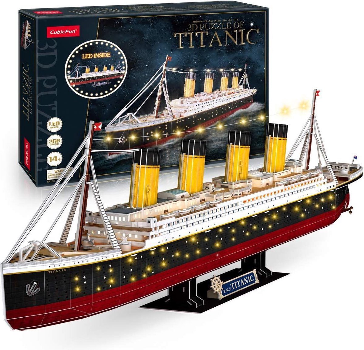 Divertimento cubico divertimento cubico divertimento 3d led puzzel titanic 266 pezzi