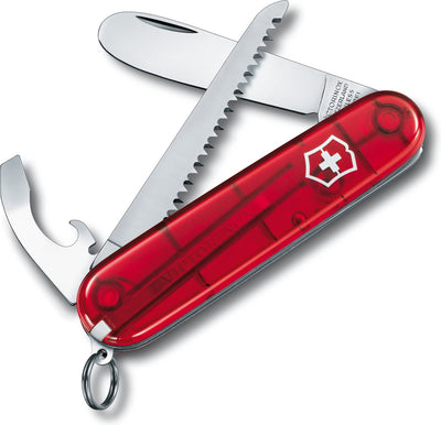 Victorinox il mio primo coltello tascabile per bambini - 9 funzioni - rosso trasparente - incluso cordino per il collo