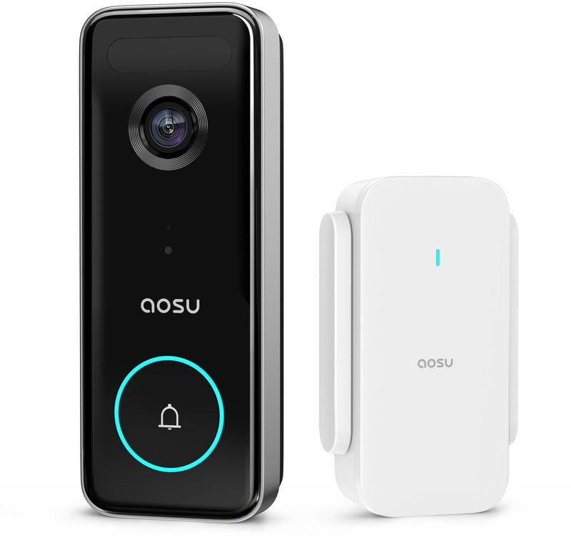 Campanello video Aosu ultra - Campanello video HD da 5 MP con base - 3 rilevamenti di movimento - Google Alexa