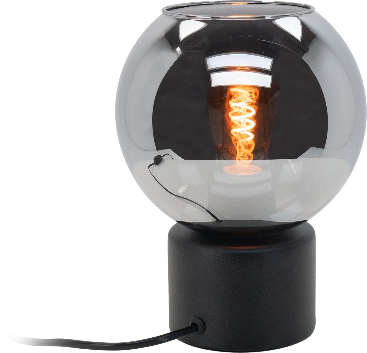 Lampada da tavolo Eglo centara - e27 - ø 16,5 cm - vetro fumè nero