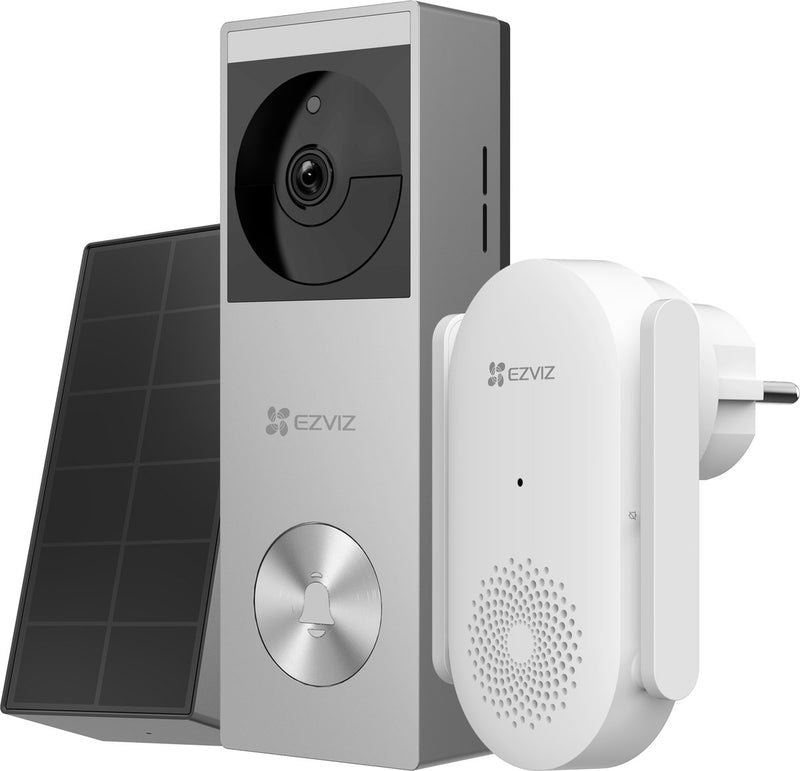 Ezviz hp3 pro + ch1 – set videocitofono – 2K HD – visione notturna a colori – nessun abbonamento – memoria 32GB – pannello solare – IP65 - argento - 1 set
