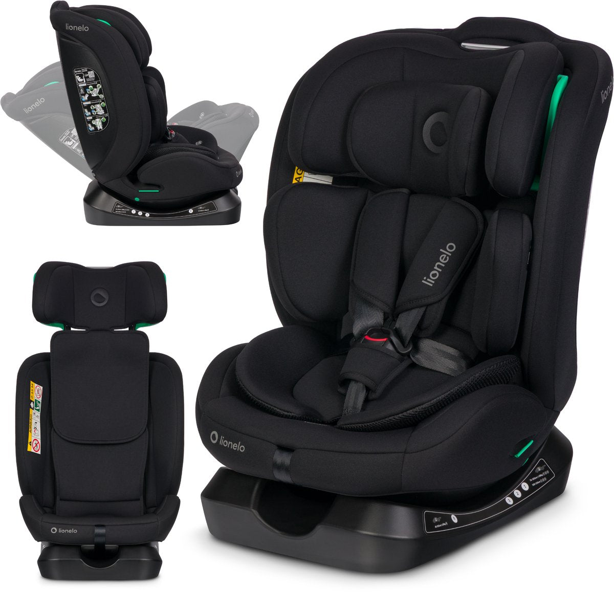 Lionelo aart i-size car seat 4in1 – 40-150 cm (0-12 years) – rwf fwf – rearward up to 105 cm – installation with seat belt – memory foam headrest – 13 positions – tiltable – washable cover – r129 certified