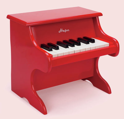Piano de juguete Hape - piano infantil de madera con 18 teclas, folleto de partituras y pentagrama - a partir de 3 años
