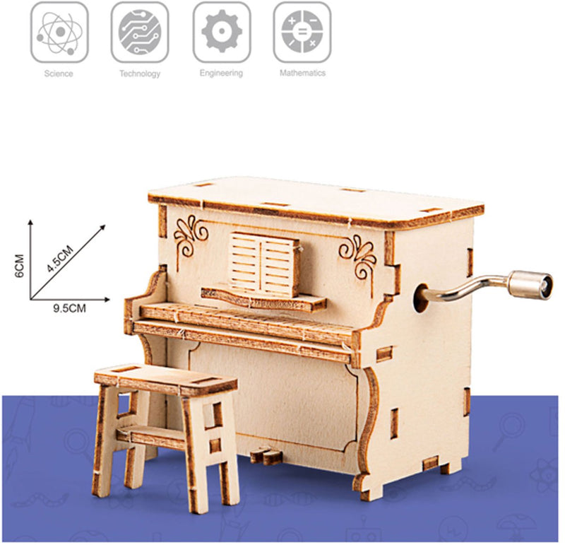 Kit de construcción de madera para piano de cuerda.