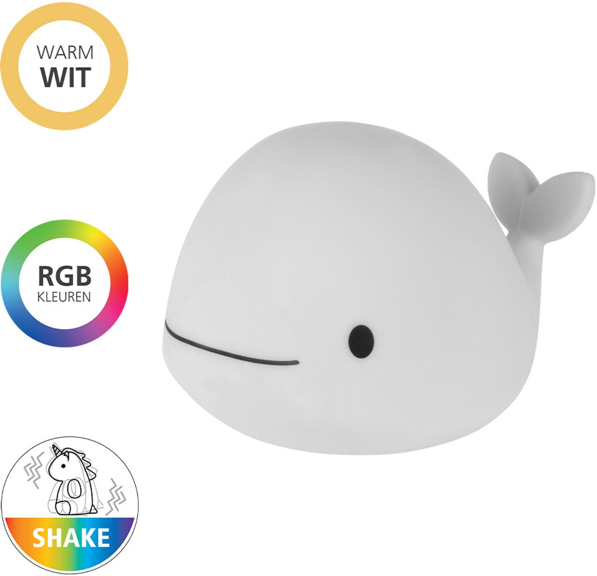 Eglo castellino luce notturna balena bambini baby - wireless - 10,5 cm - bianca - luce bianca rgb - ricaricabile - touch control