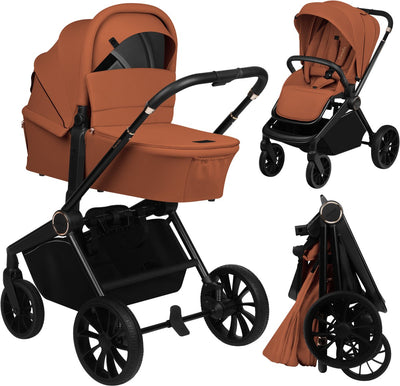 Lionelo mika plus kinderwagen 2 in 1 – vanaf geboorte tot 22 kg – combi met reiswieg zitje – all-terrain wielen + vering – xxl kap upf50+ – 90 cm ligvlak – omkeerbaar zitje – compact inklapbaar – complete accessoireset