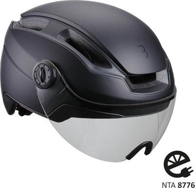 Casco de ciclismo bbb speed pedelec con visera - mediano 52 - 58 cm - certificado nta 8776 - casco de bicicleta para mujer bicicleta eléctrica - pantalla facial indra transparente ahumado - bhe-56f