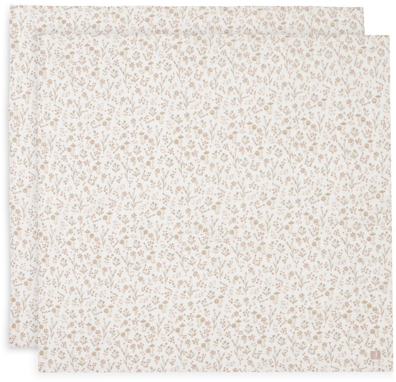 Jollein - hydrofiele doek large 115x115cm - inbakerdoek - zacht katoen - 2 stuks - bloomy