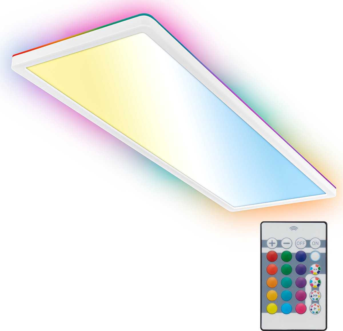 B.K.licht - Lampada da soffitto a LED - con telecomando - con RGBIC - lampada da soffitto con retroilluminazione - CCT - dimmerabile - 58x20x3 cm - bianco