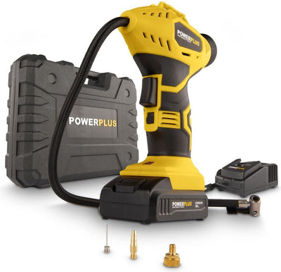 Compresor de batería powerplus powx1700 - compresor de aire - 18v - 8 bar - incl. 1 batería de 1,5 Ah, cargador, estuche y accesorios.