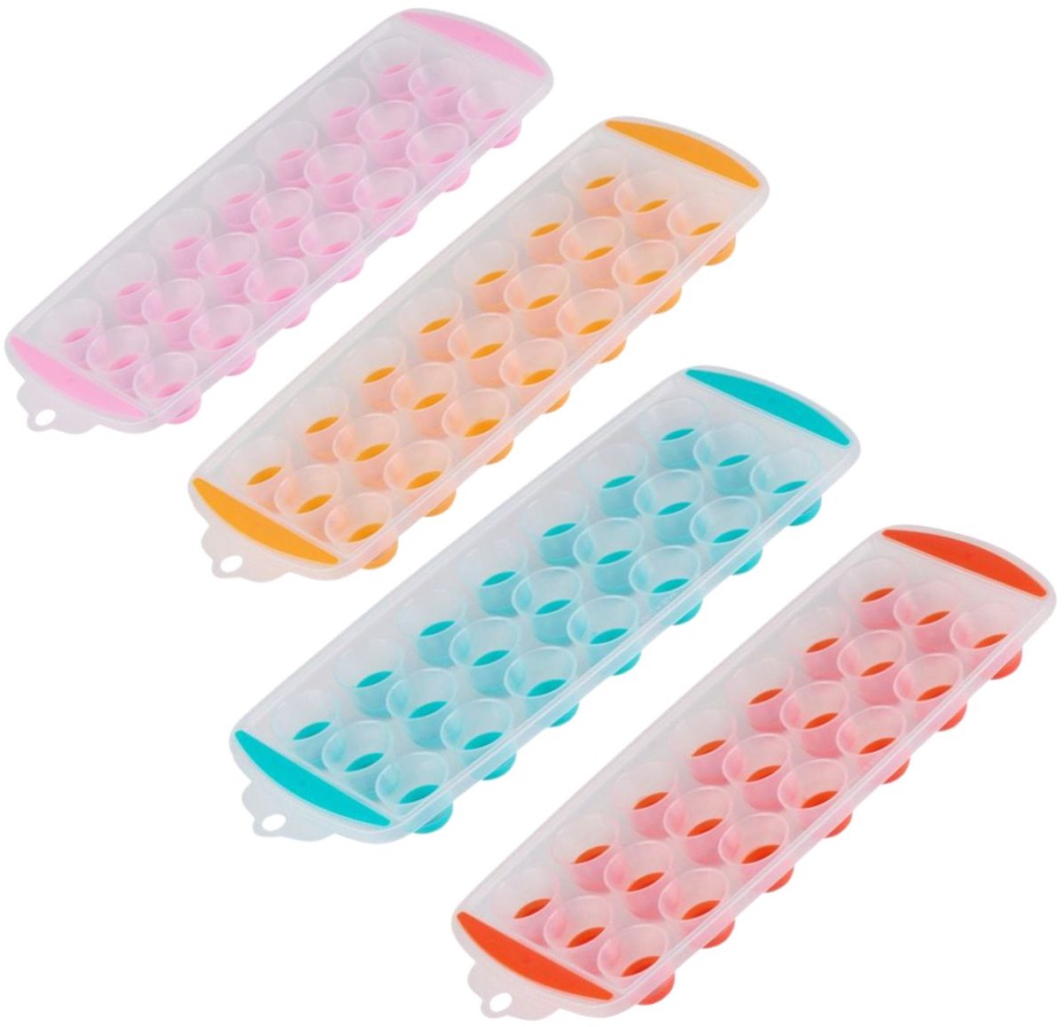 Alpina ijsblokjesvorm 21 ijsblokjes – set van 4 siliconen ijsblokjeshouder – 29x12x3cm