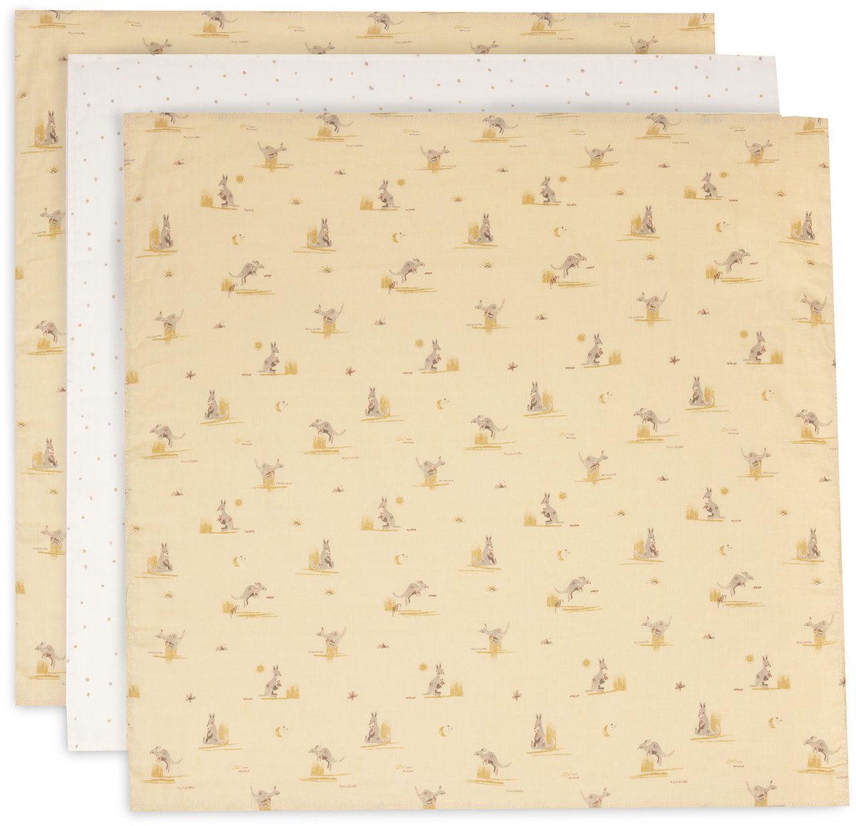 Panno idrofilo Jollein piccolo - 70x70 cm - kangaroots - 3 pezzi