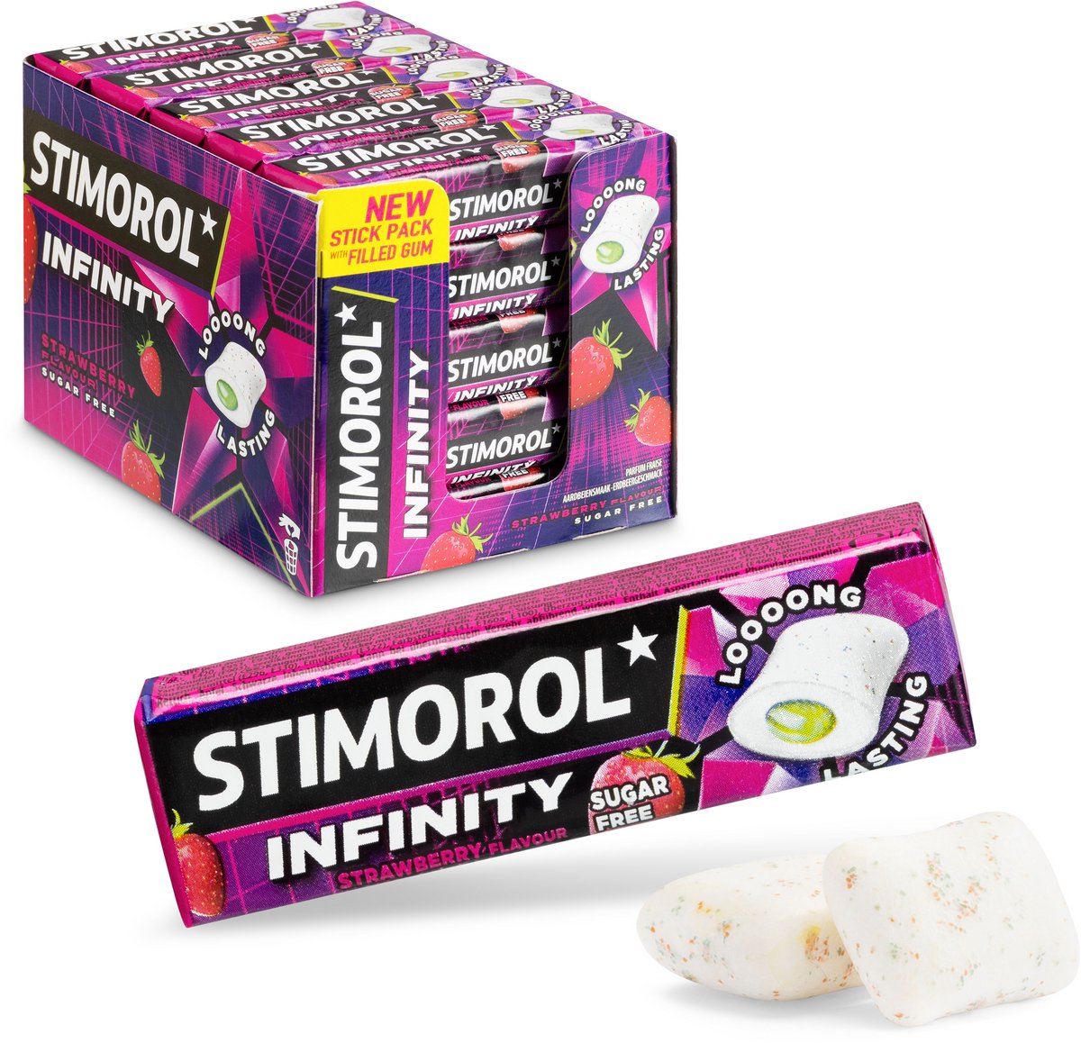 Stimorol Infinity Fragola - Gomma da Masticare - Senza Zucchero - 1x25 Pezzi