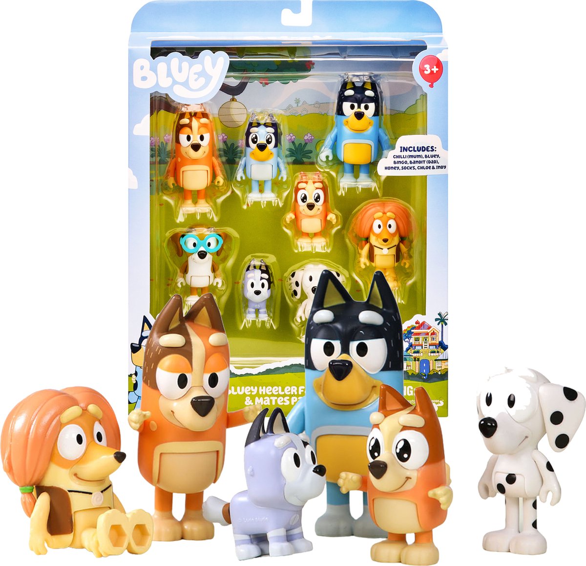 Spectron Bluey Speel figura en la familia amigos de la familia, 8st.