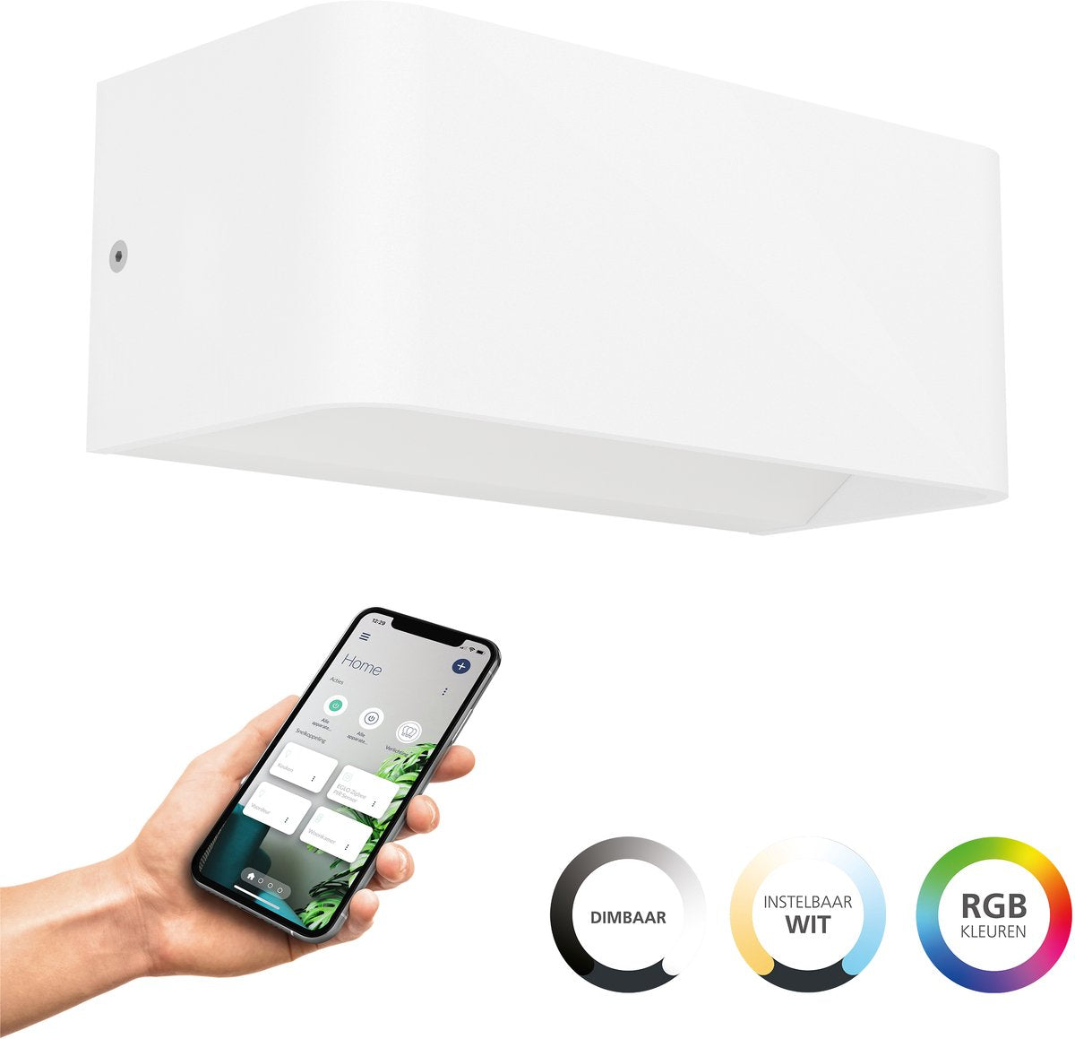 Eglo connect.z sania-z smart wandlamp - buiten - badkamer - 20 cm - wit - instelbaar rgb wit licht - dimbaar - zigbee