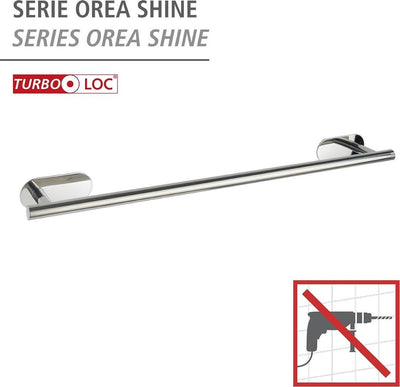 Wenko turbo-loc® towel holder orea uno stainless steel glossy 60cm wide - towel rack - mounting without drilling - self-adhesive - 10 year warranty