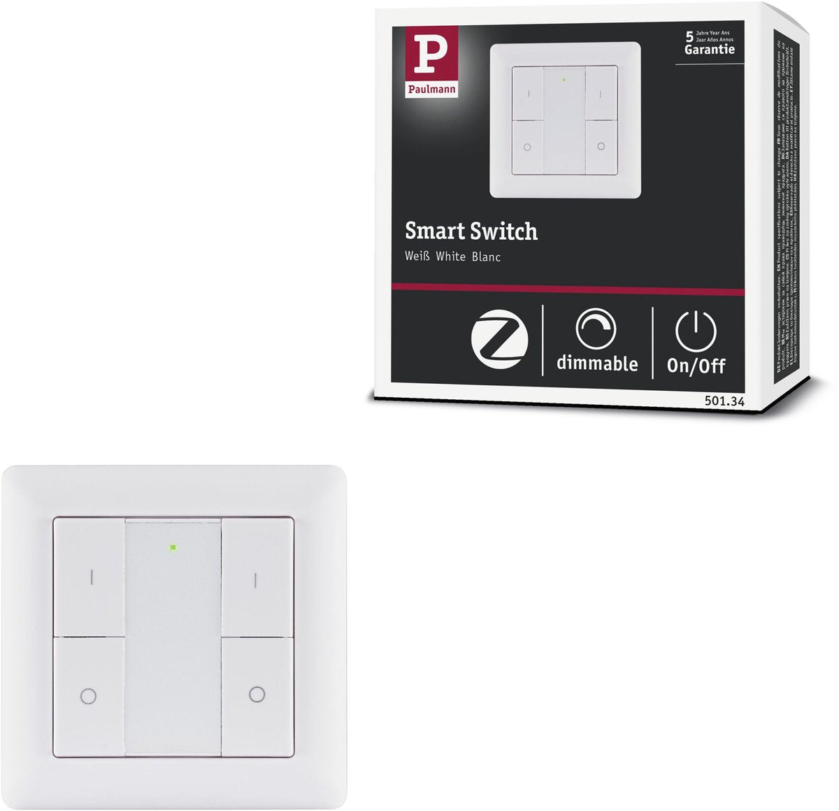 Paulmann wandschakelaar smart home zigbee 3.0 on off dimm wit